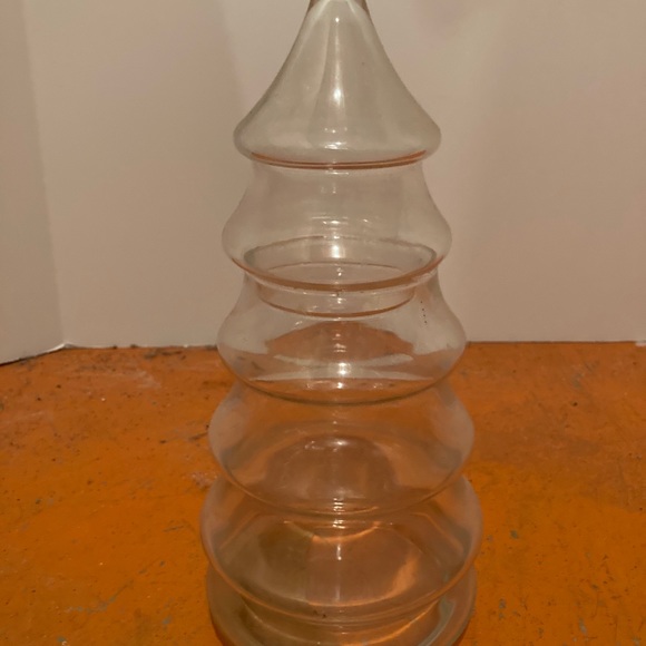 Vintage clear glass candy jar shaped like Christmas tree - Picture 1 of 1